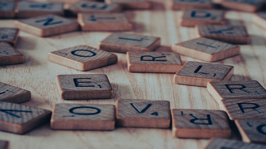 Letters from a Scrabble game.